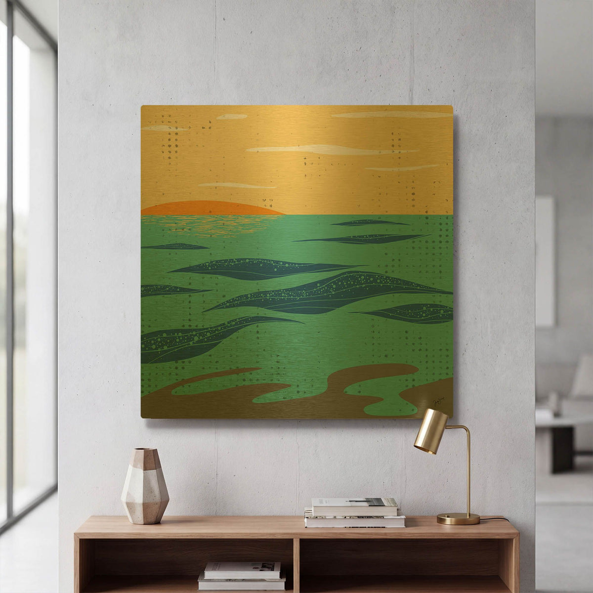 'Calm Surf' By Trish Sierer Gold Metal Wall Art