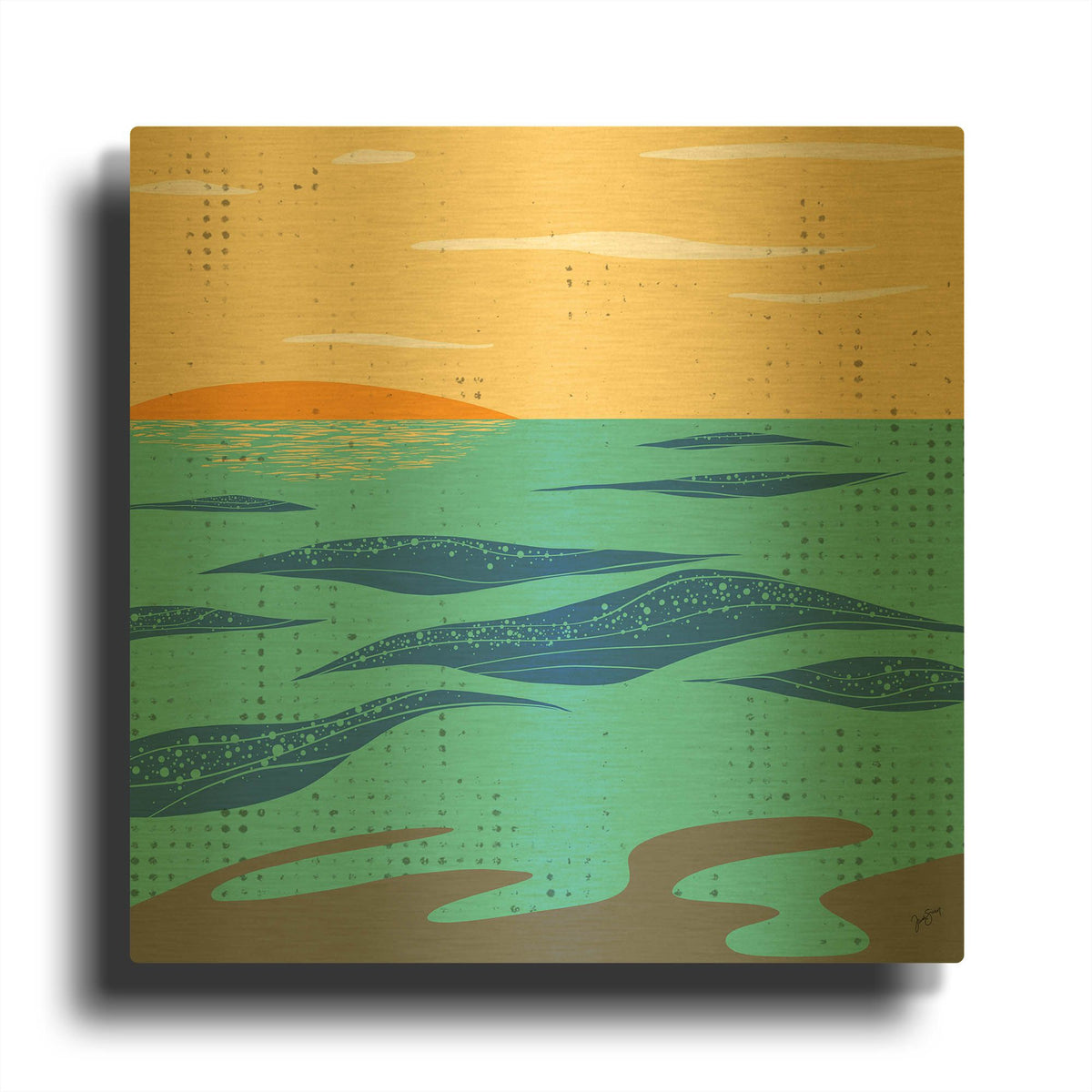 'Calm Surf' By Trish Sierer Gold Metal Wall Art