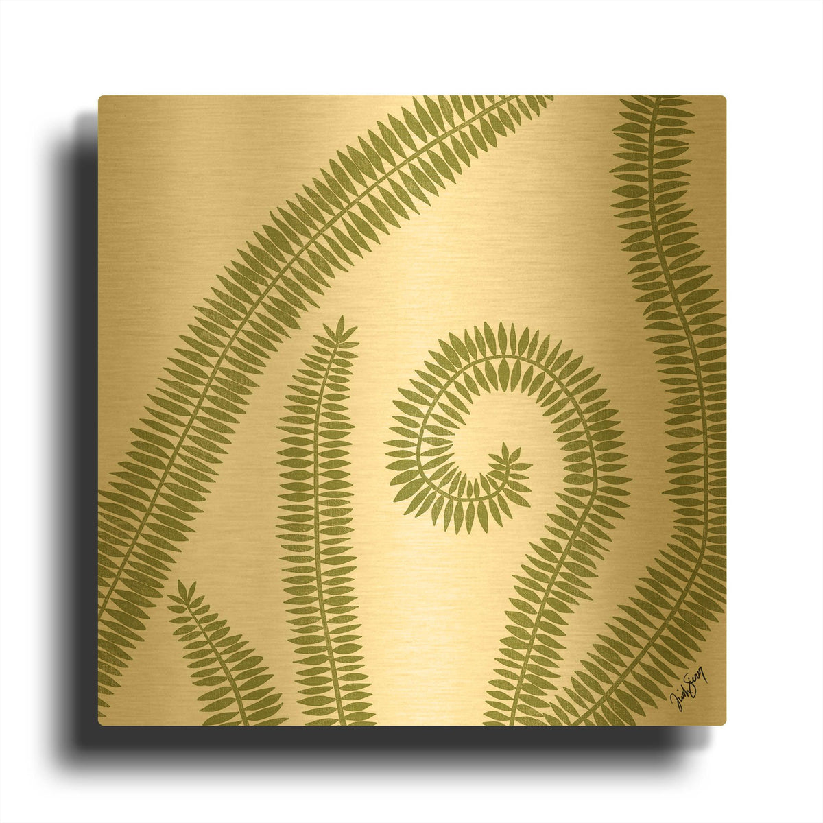 'Curly Fern' By Trish Sierer Gold Metal Wall Art