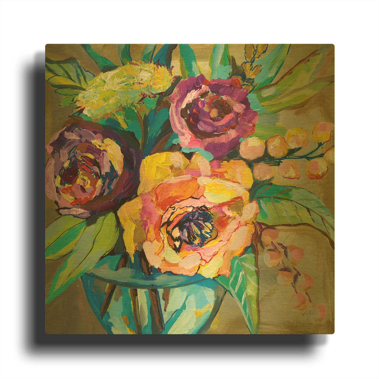 'Coffee Break' By Jeanette Vertentes Gold Metal Wall Art