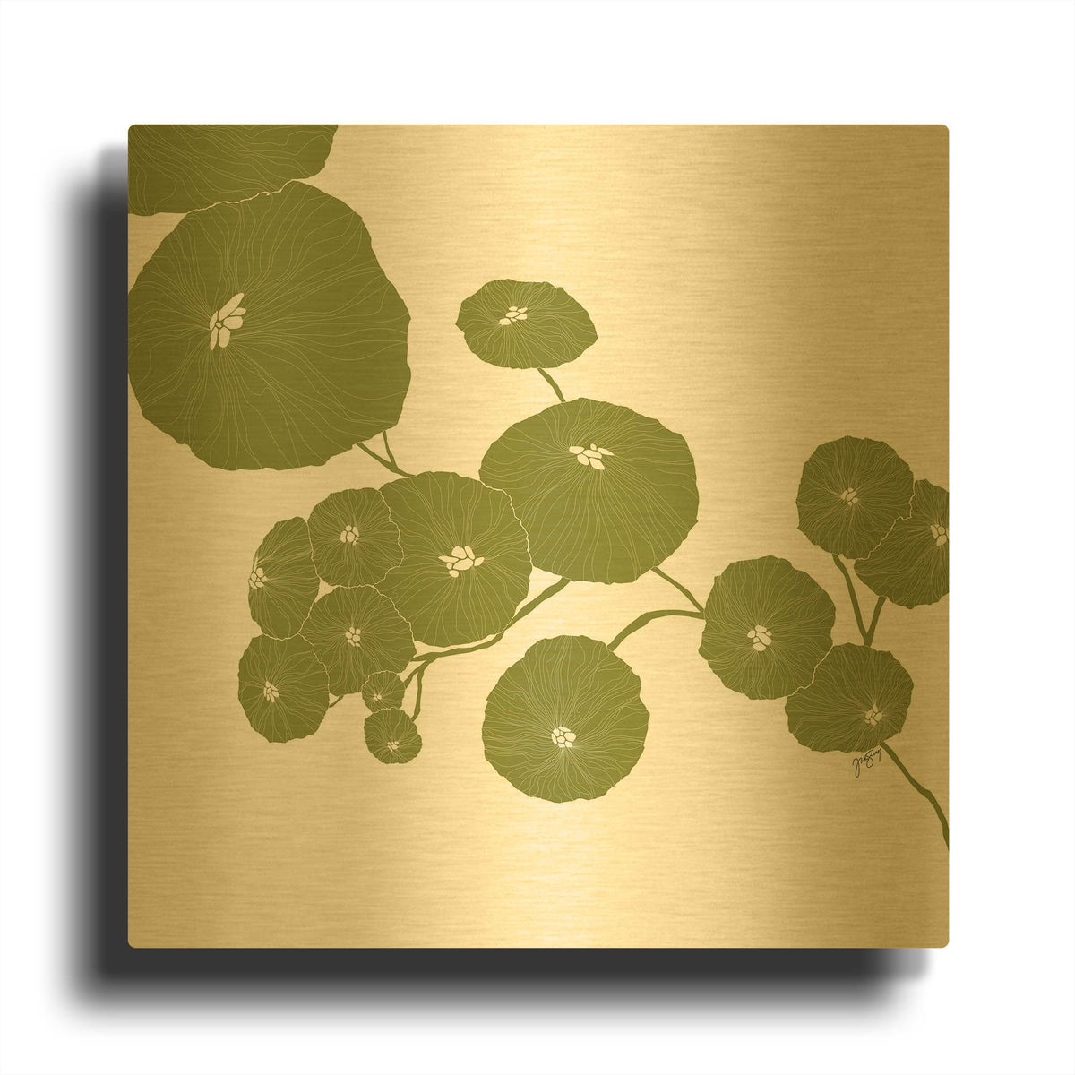 'Pilea' By Trish Sierer Gold Metal Wall Art