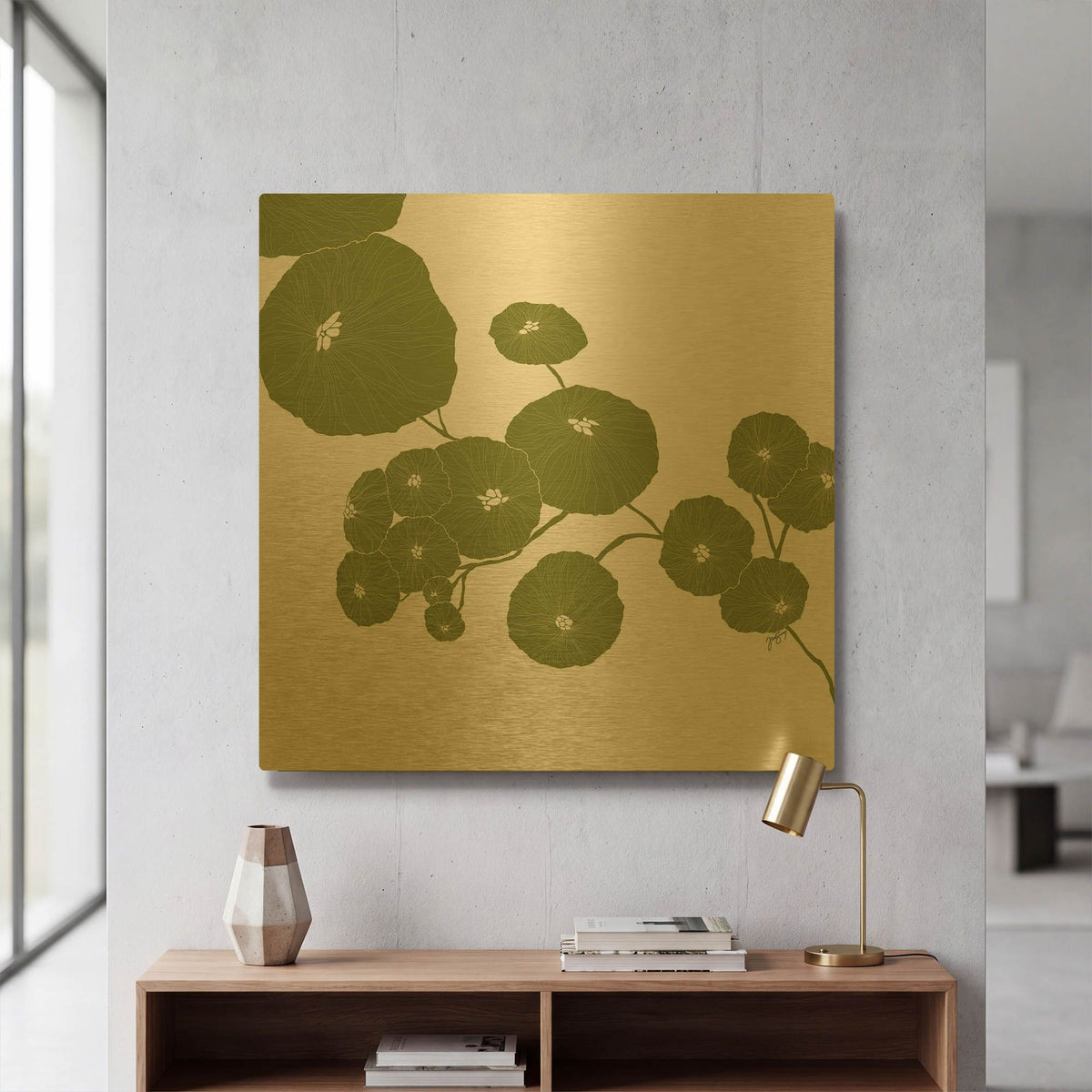 'Pilea' By Trish Sierer Gold Metal Wall Art