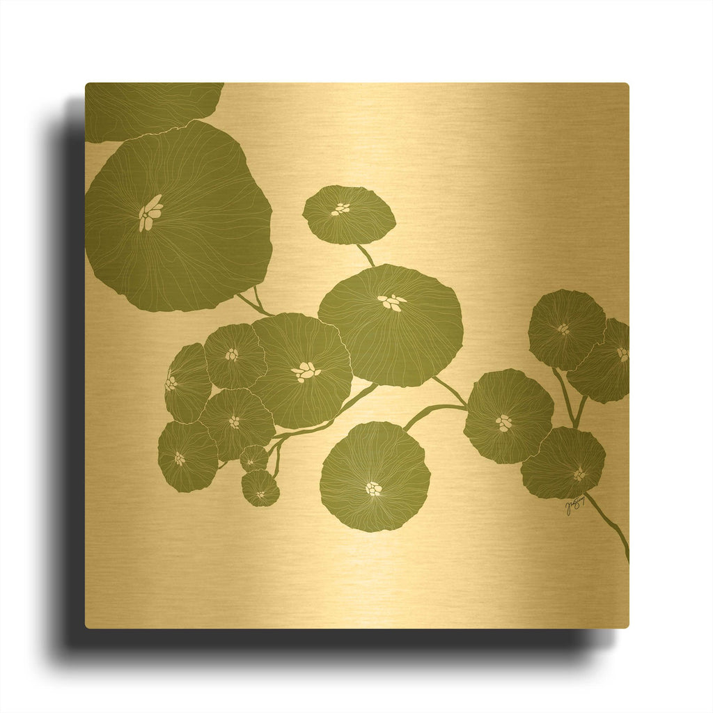 'Pilea' By Trish Sierer Gold Metal Wall Art