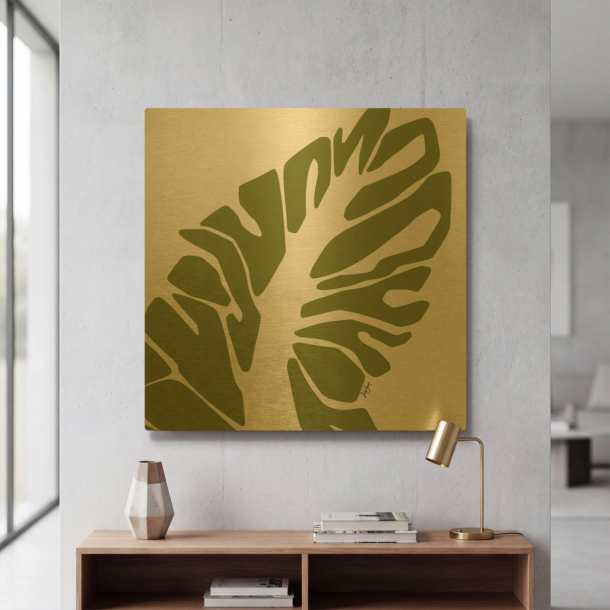 'Tribal Palm' By Trish Sierer Gold Metal Wall Art