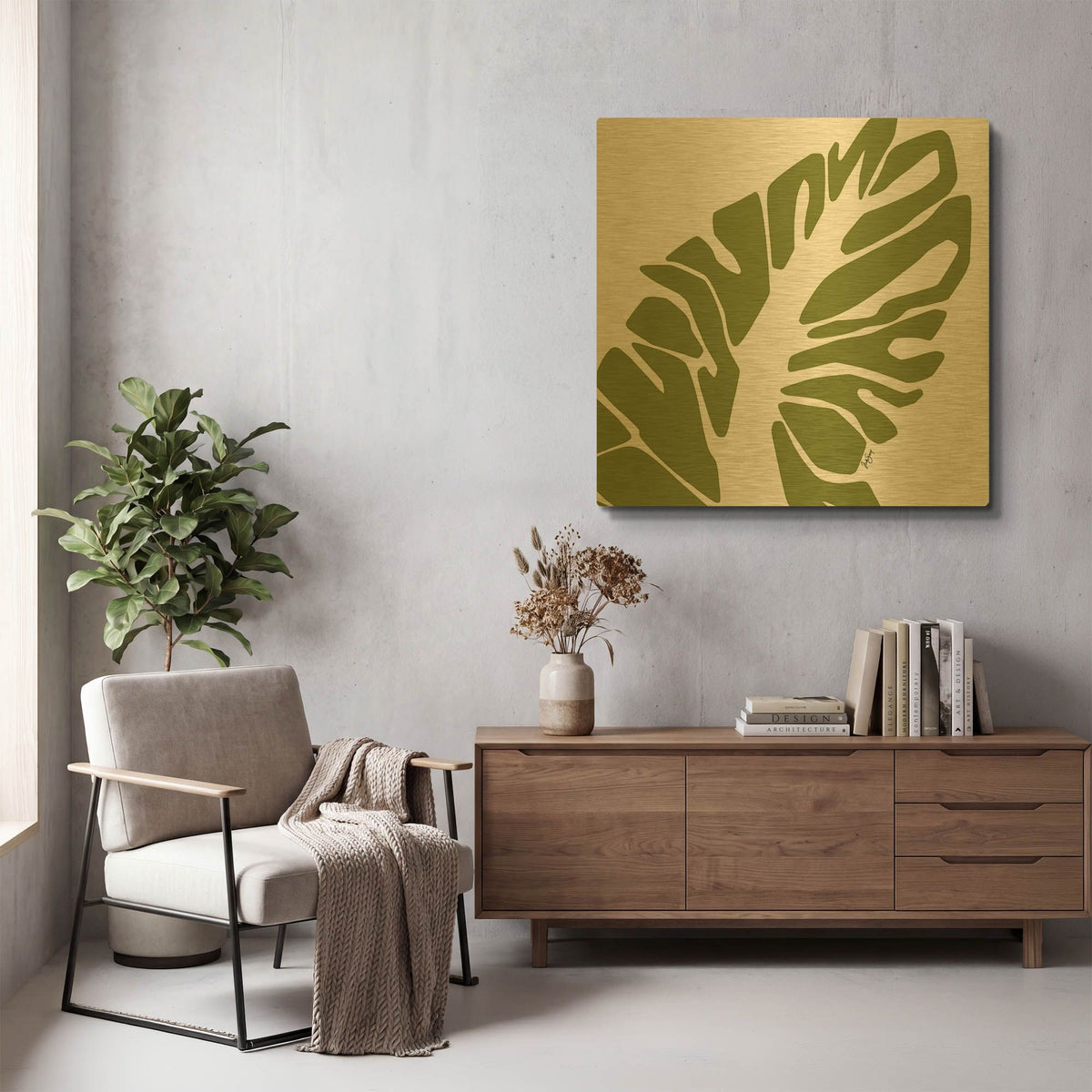 'Tribal Palm' By Trish Sierer Gold Metal Wall Art