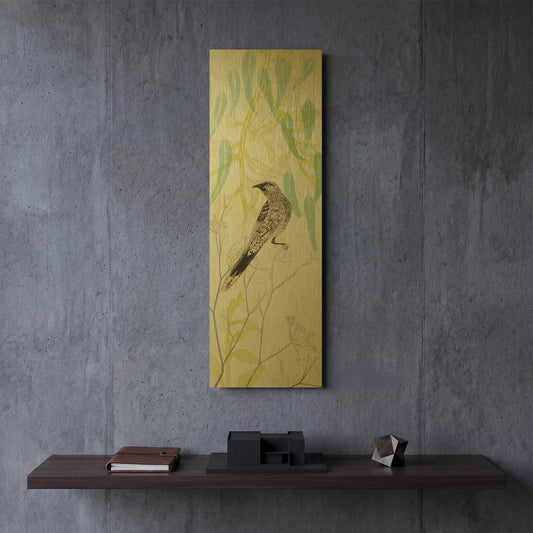 'Eager To Fly Wattlebird' By Trudy Rice Gold Metal Wall Art