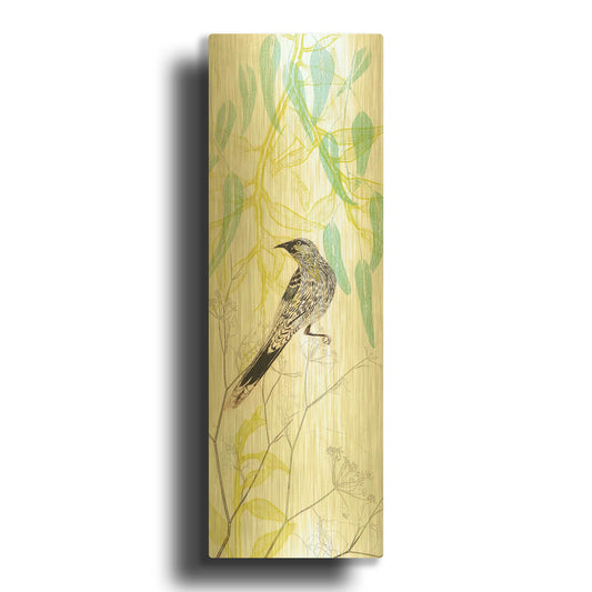'Eager To Fly Wattlebird' By Trudy Rice Gold Metal Wall Art