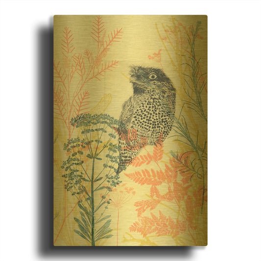 'Friendly Tawny Frog' By Trudy Rice Gold Metal Wall Art