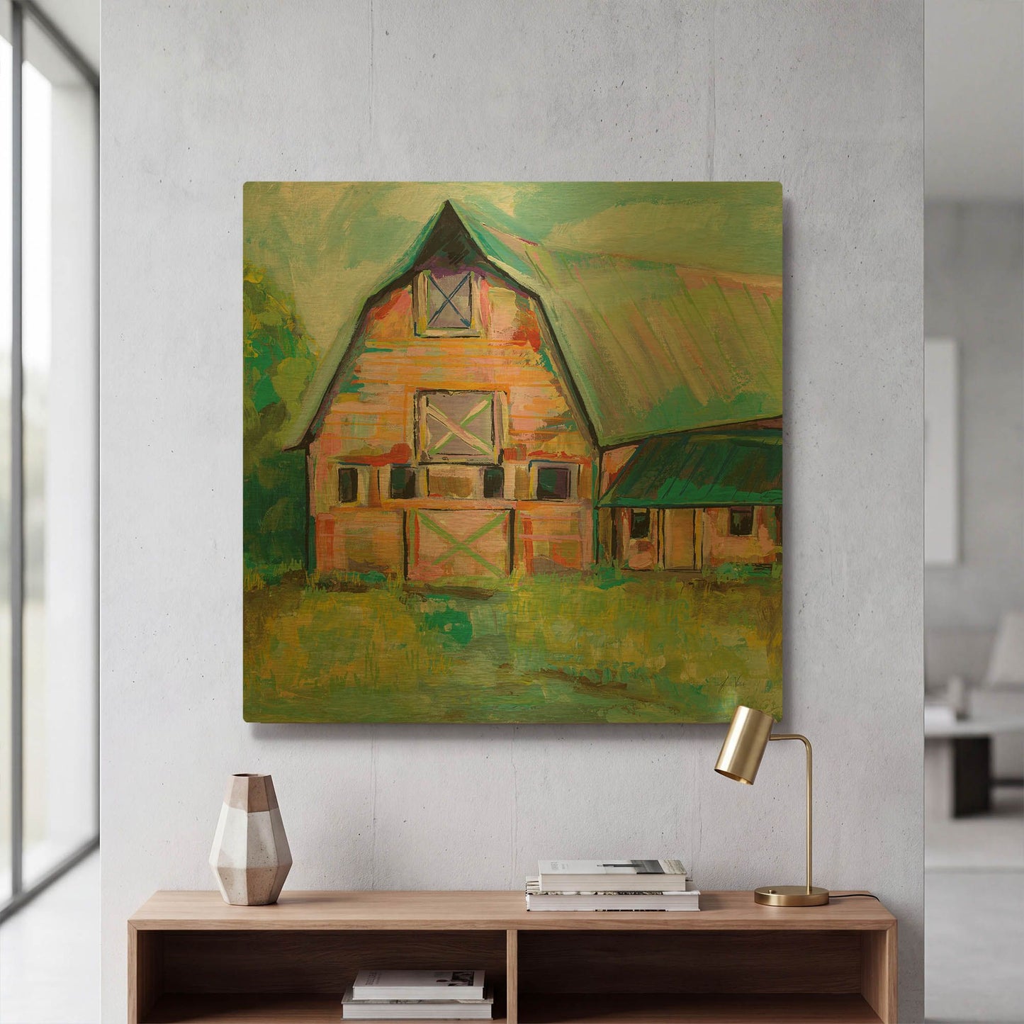 'Going to the Country II' By Jeanette Vertentes Gold Metal Wall Art