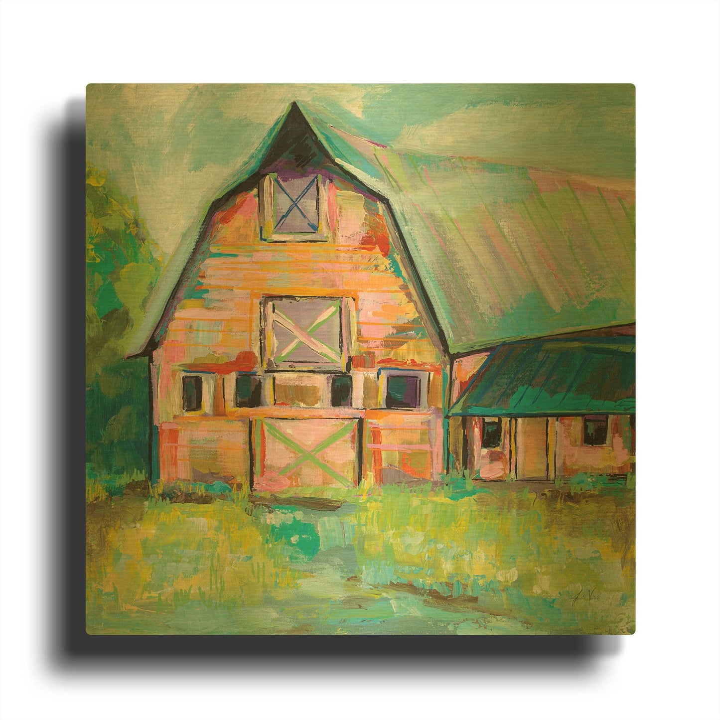 'Going to the Country II' By Jeanette Vertentes Gold Metal Wall Art