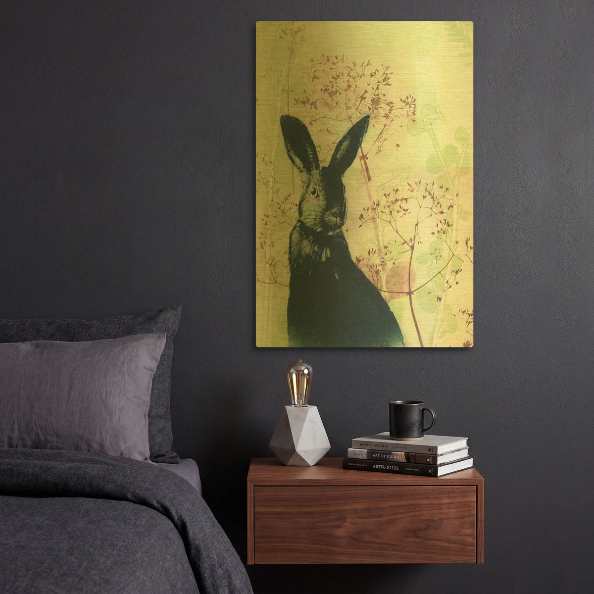 'Wild Rabbit' By Trudy Rice Gold Metal Wall Art