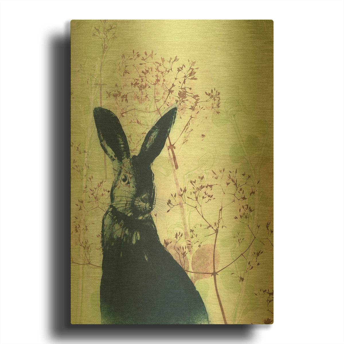 'Wild Rabbit' By Trudy Rice Gold Metal Wall Art