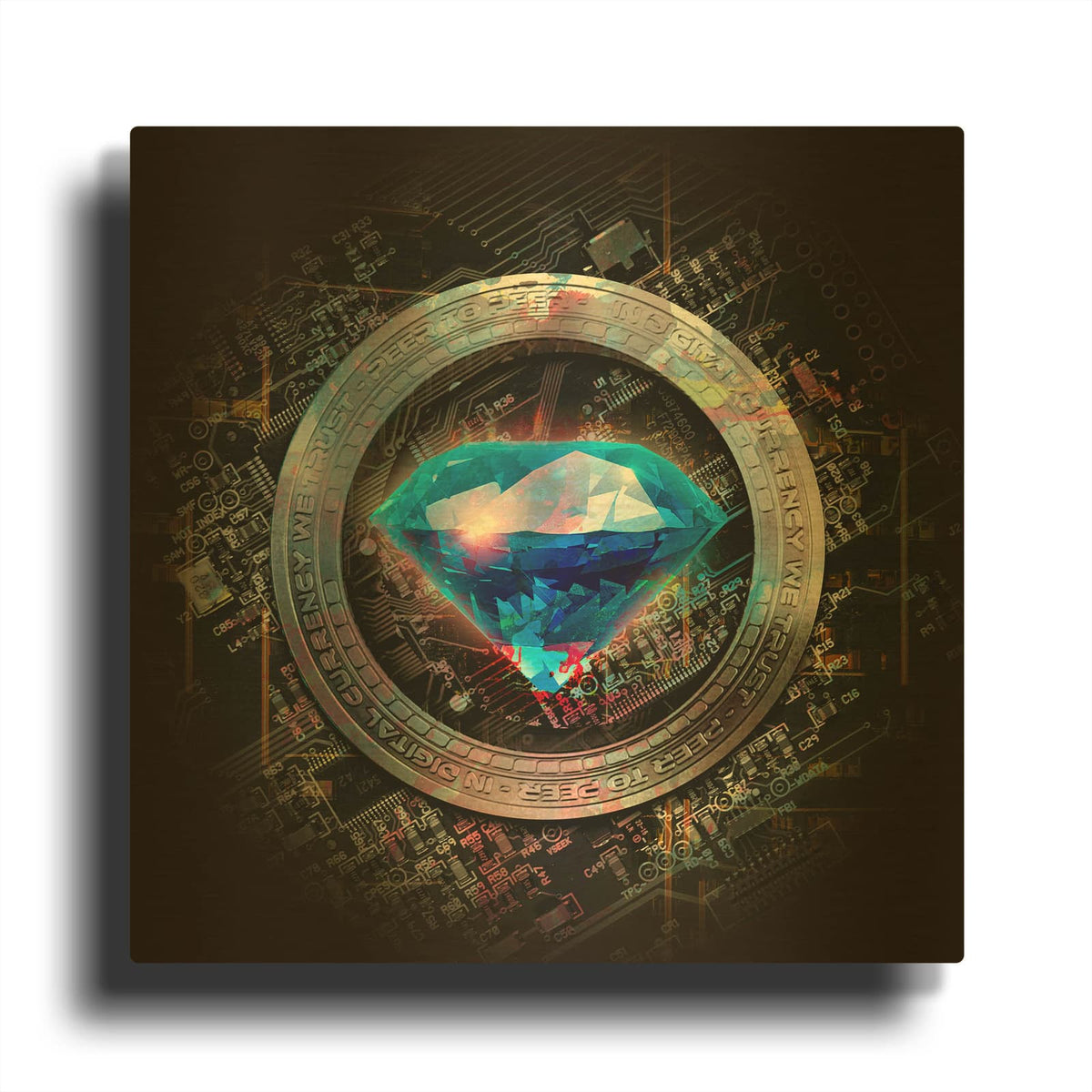 'TON Crypto Power' By Valentyn Artemenko Gold Metal Wall Art