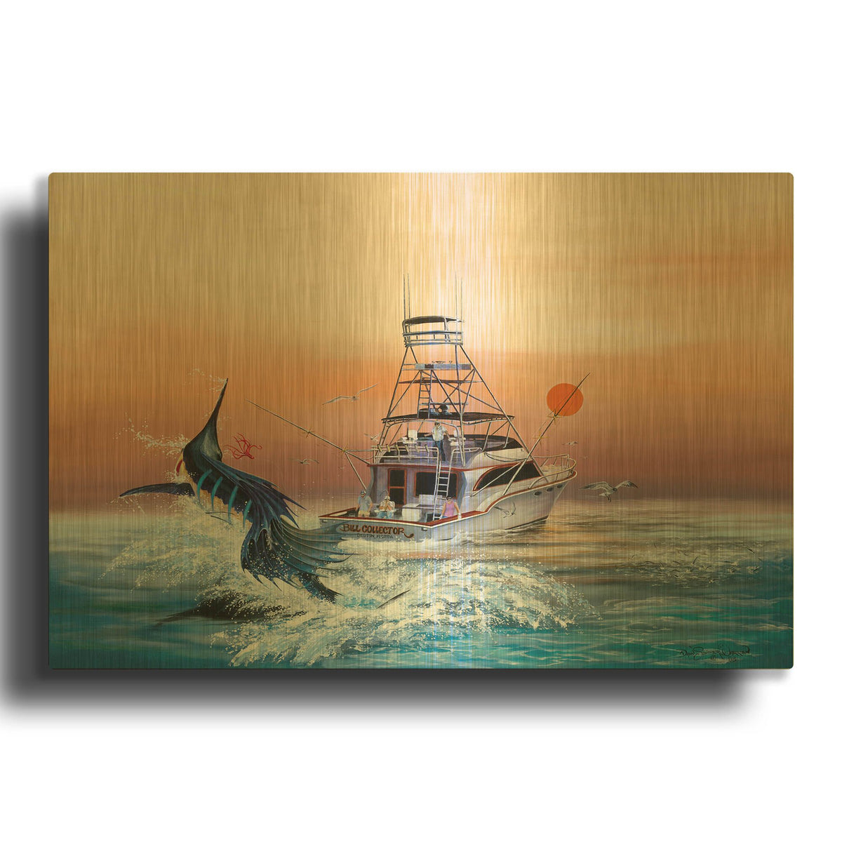 'The Bill Collector' By Dann Spider Warren Gold Metal Wall Art