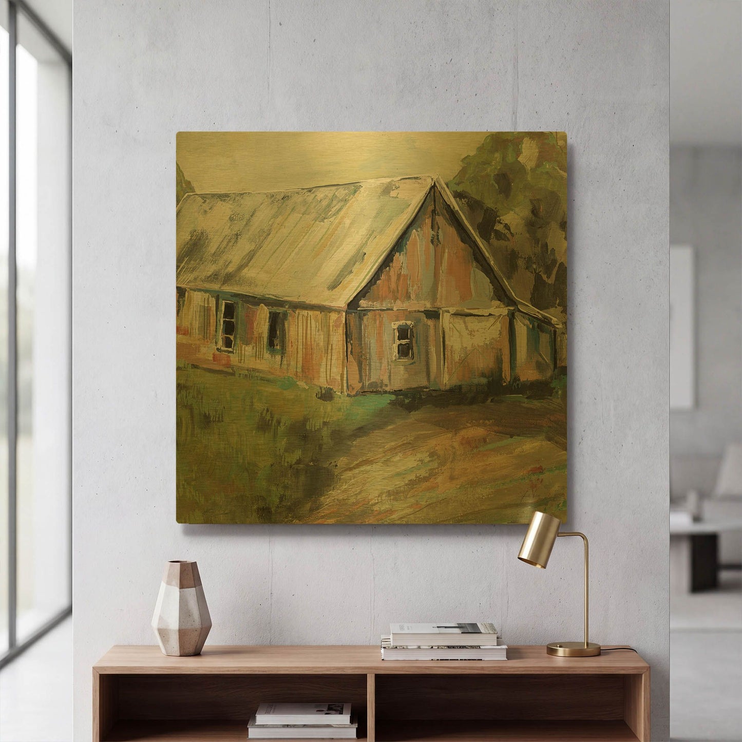 'Going to the Country I Earth' By Jeanette Vertentes Gold Metal Wall Art