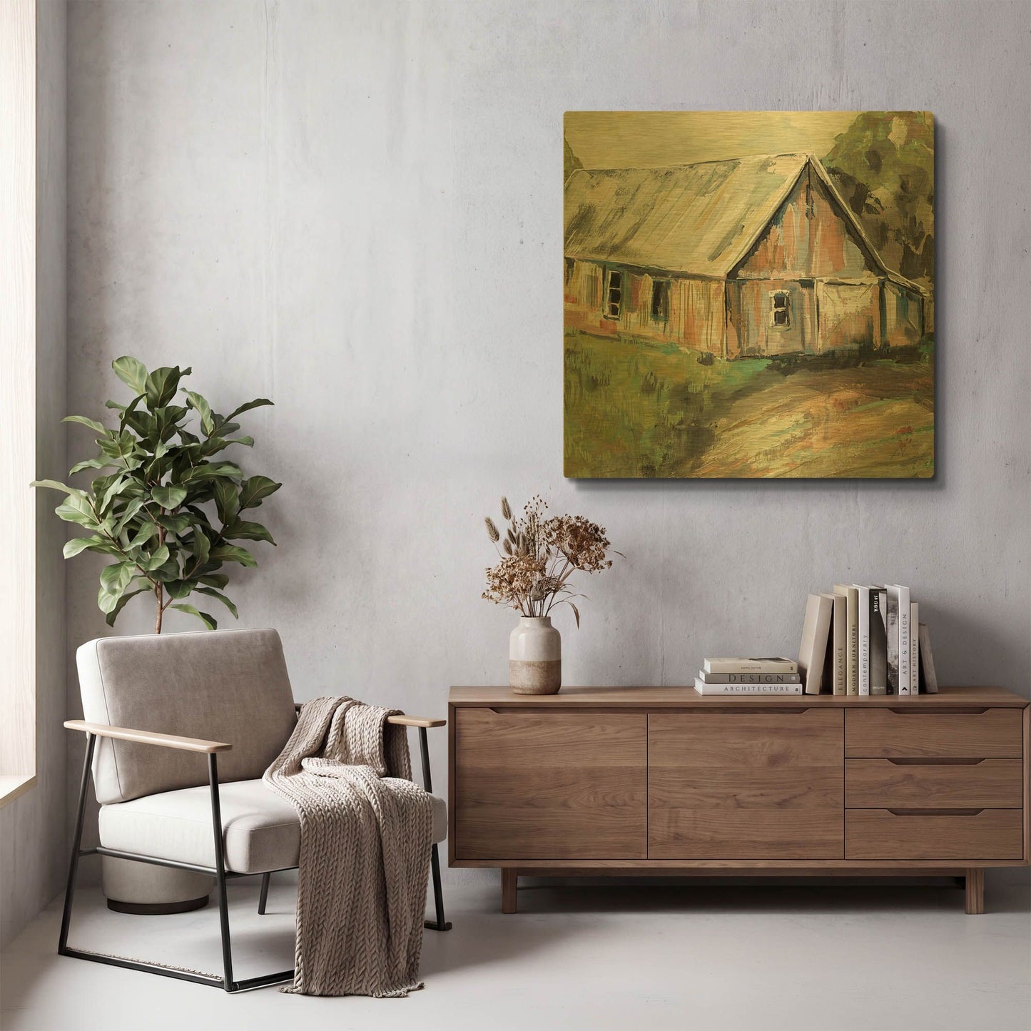 'Going to the Country I Earth' By Jeanette Vertentes Gold Metal Wall Art