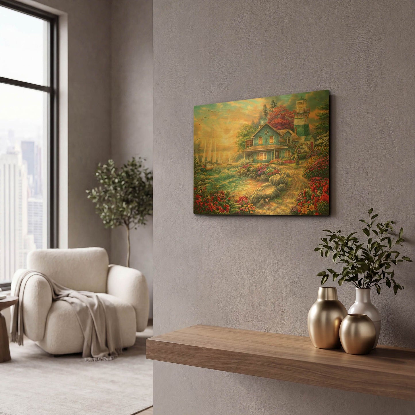 'Sunrise by the Sea' By Chuck Pinson Gold Metal Wall Art