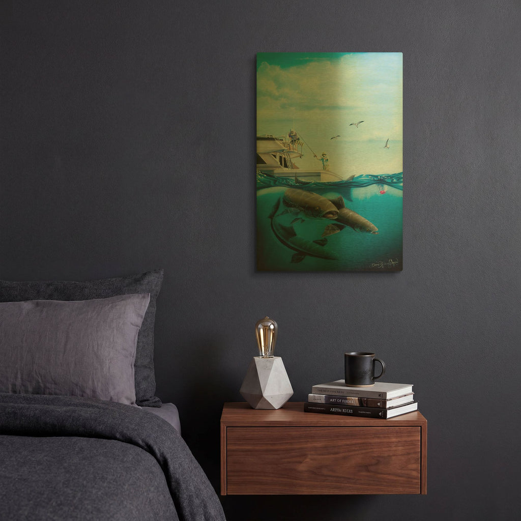 'Cobia Quest' By Dann Spider Warren Gold Metal Wall Art