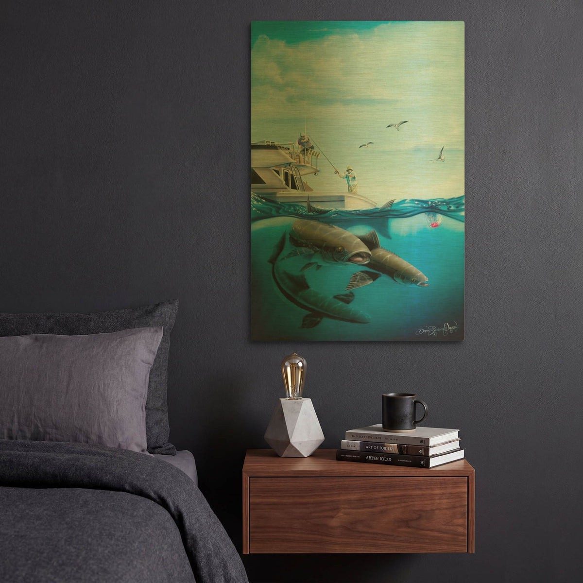 'Cobia Quest' By Dann Spider Warren Gold Metal Wall Art