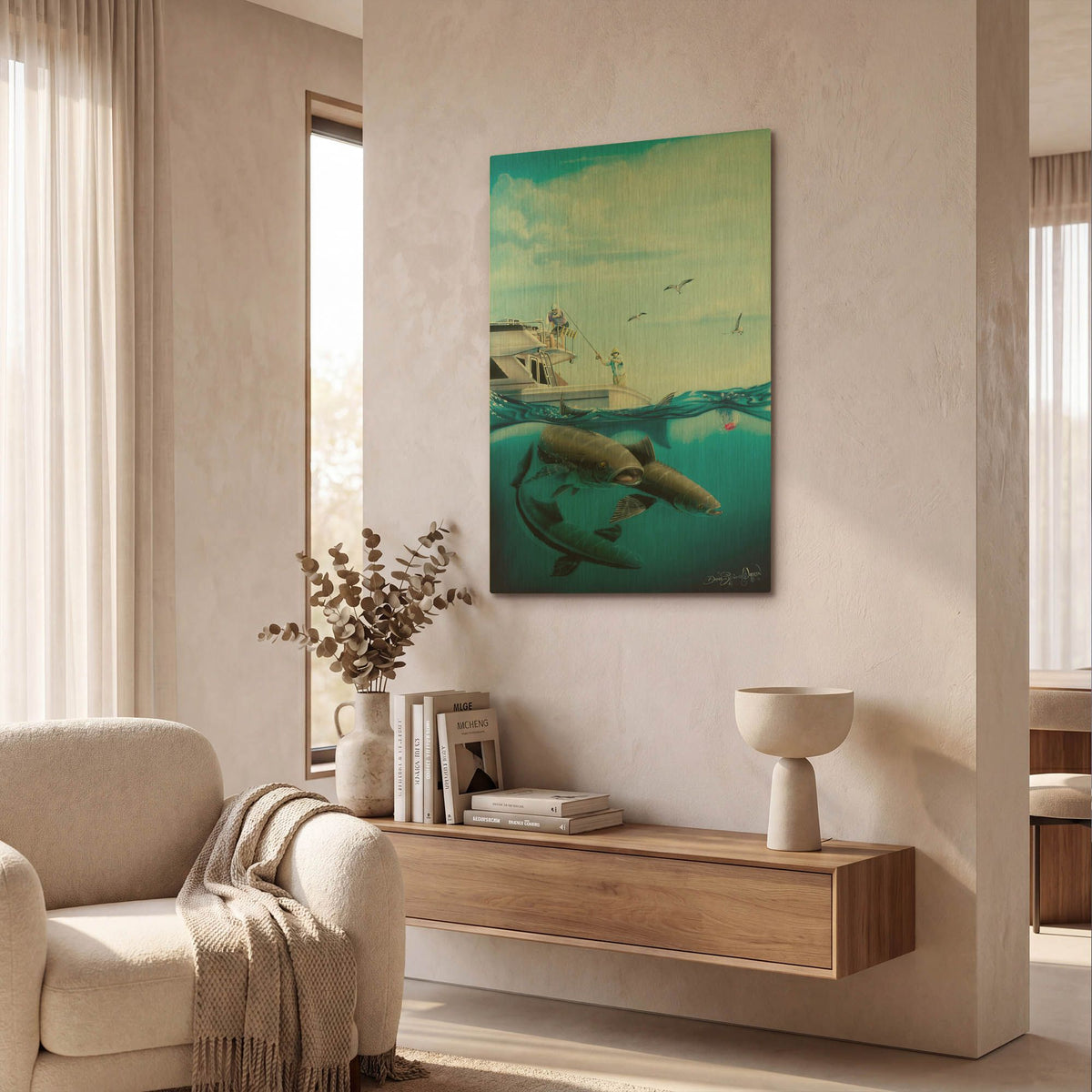 'Cobia Quest' By Dann Spider Warren Gold Metal Wall Art