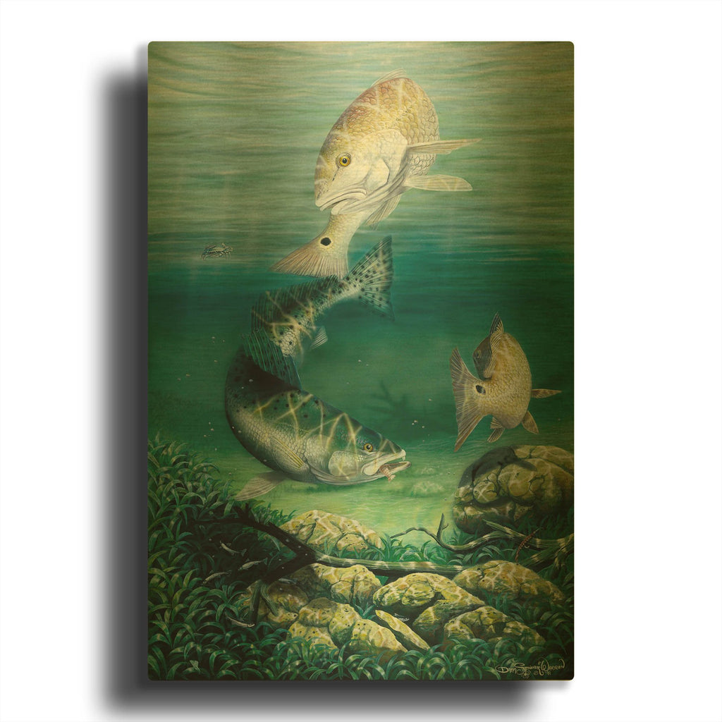 'Competition Among Friends' By Dann Spider Warren Gold Metal Wall Art