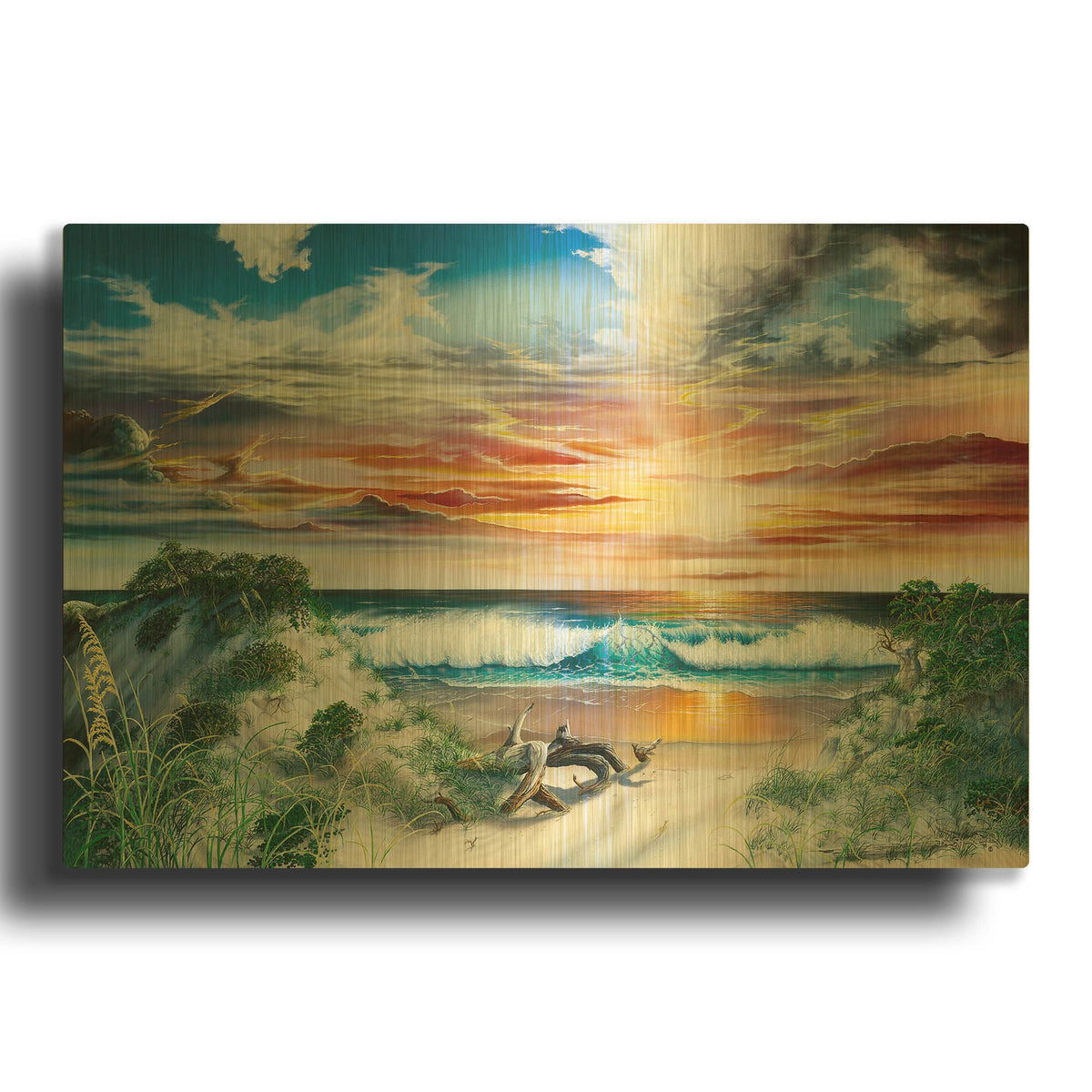 'Emerald Paradise' By Dann Spider Warren Gold Metal Wall Art