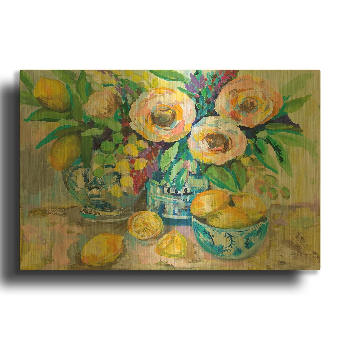 'Afternoon Lemonade' By Jeanette Vertentes Gold Metal Wall Art