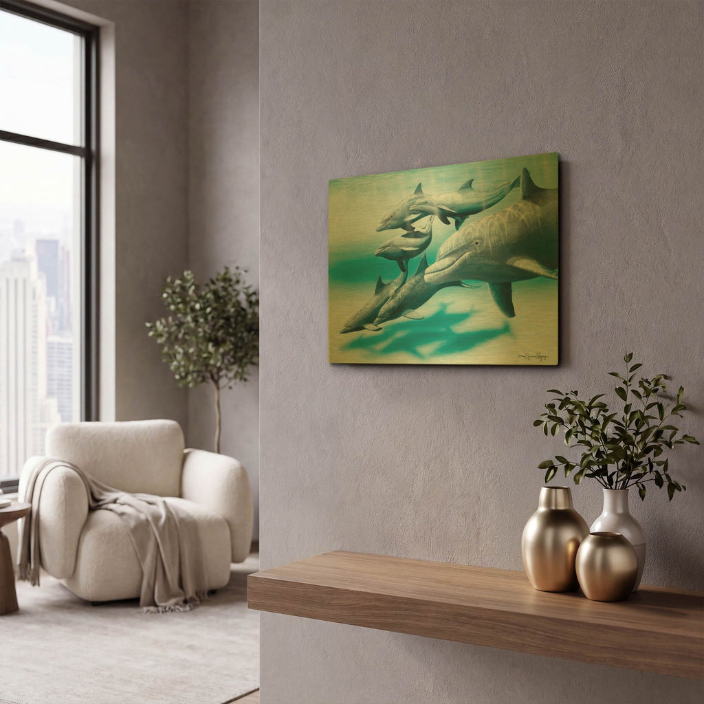 'Six Pack On The Beach' By Dann Spider Warren Gold Metal Wall Art