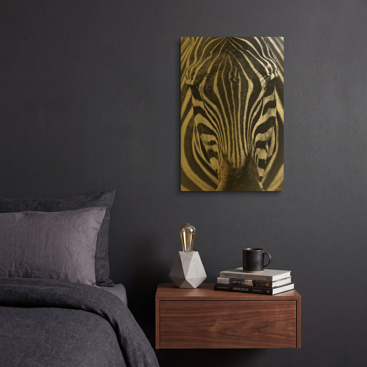 'Zebra Stripes' By Gordon Semmens Gold Metal Wall Art