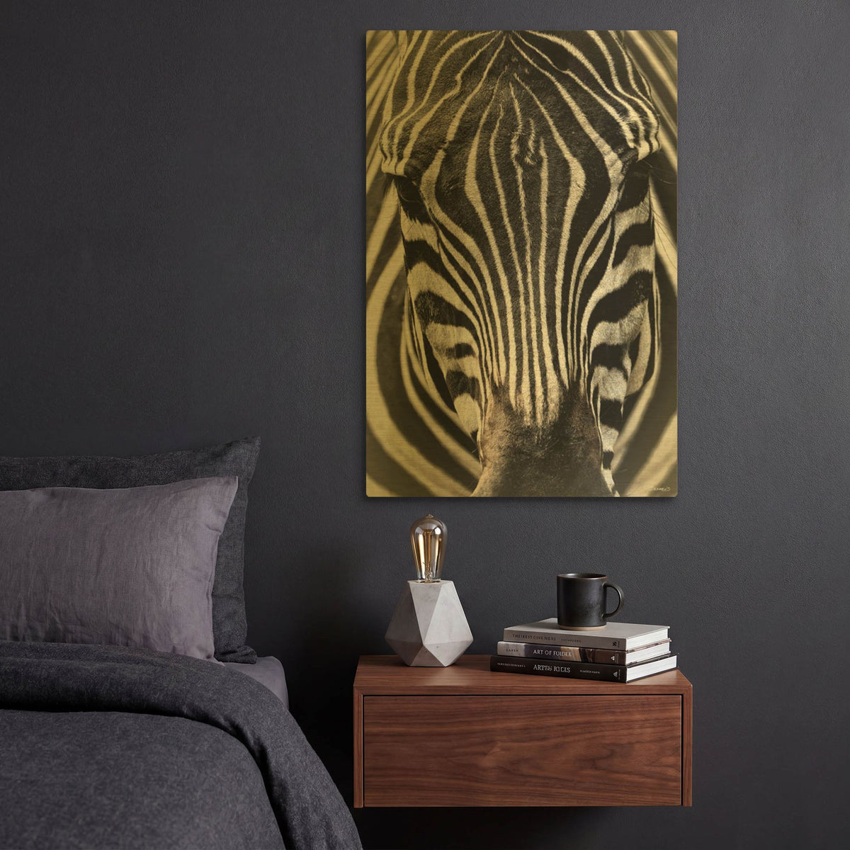 'Zebra Stripes' By Gordon Semmens Gold Metal Wall Art