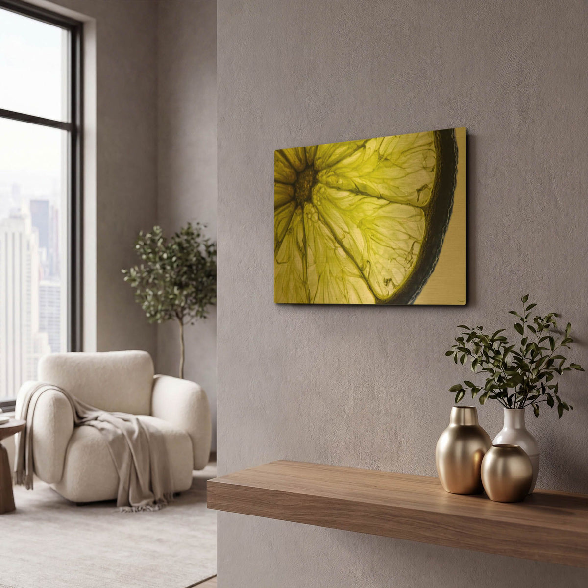 'Fruit Macros 04' By Gordon Semmens Gold Metal Wall Art