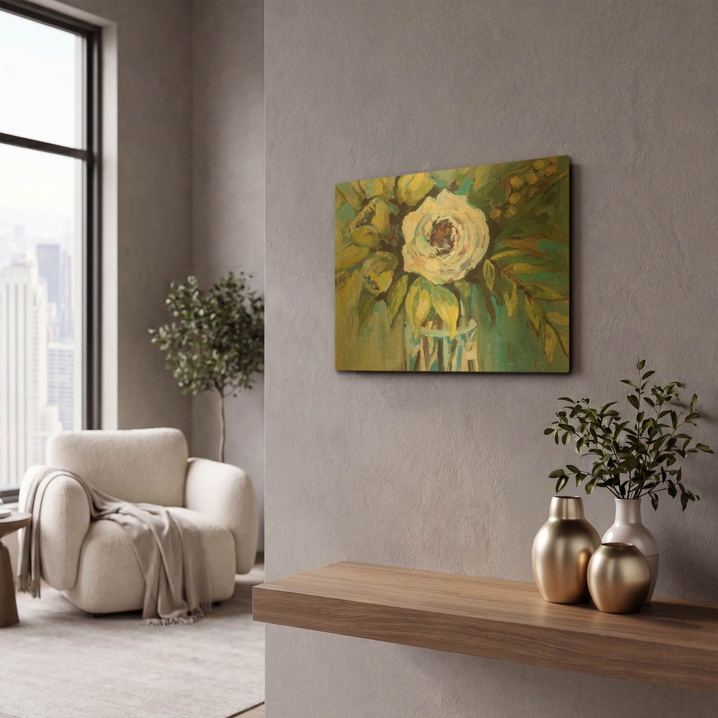 'Aqua Solo' By Jeanette Vertentes Gold Metal Wall Art