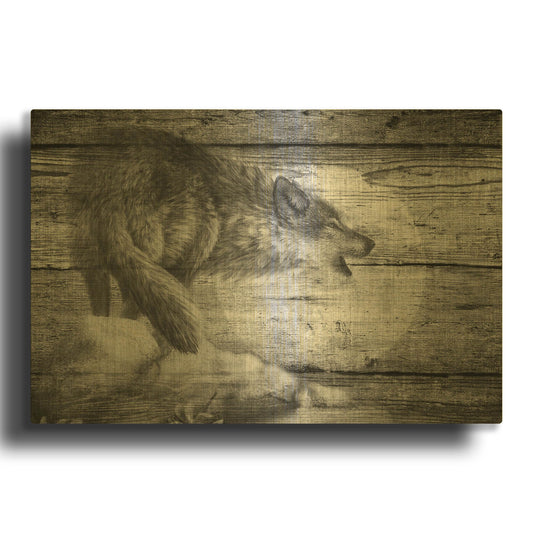 'Woodgrain Antiques 01' By Gordon Semmens Gold Metal Wall Art