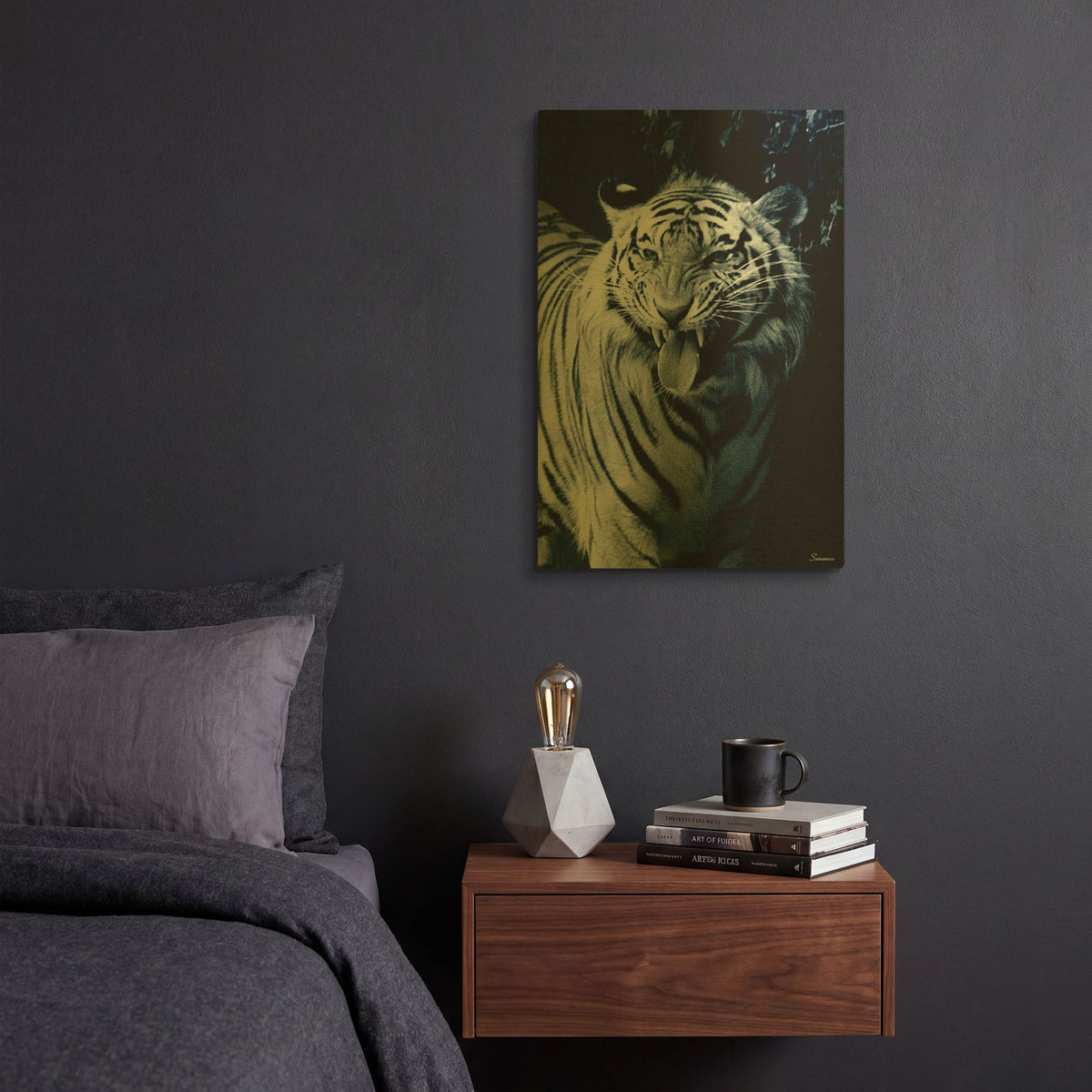 'White Tiger 2' By Gordon Semmens Gold Metal Wall Art