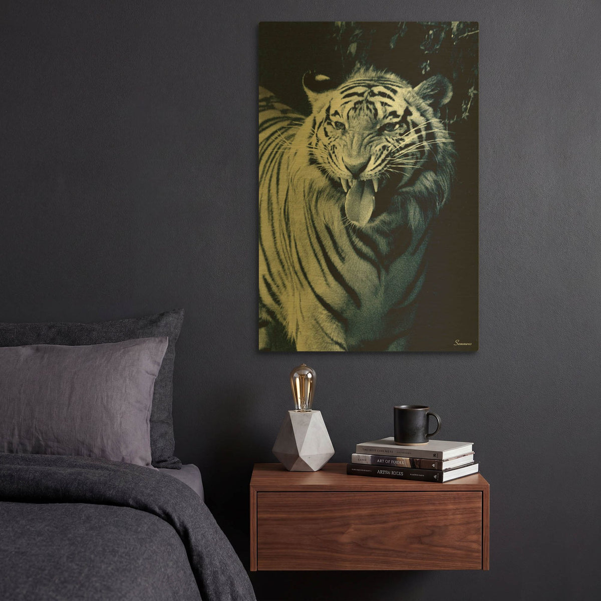 'White Tiger 2' By Gordon Semmens Gold Metal Wall Art