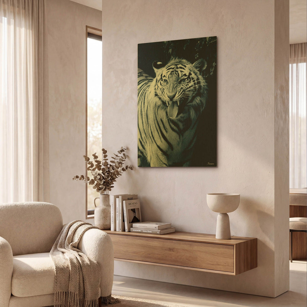 'White Tiger 2' By Gordon Semmens Gold Metal Wall Art