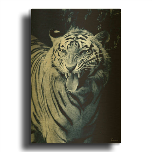 'White Tiger 2' By Gordon Semmens Gold Metal Wall Art