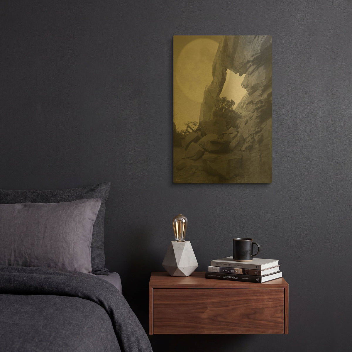 'Arches Moon Shadow' By Gordon Semmens Gold Metal Wall Art