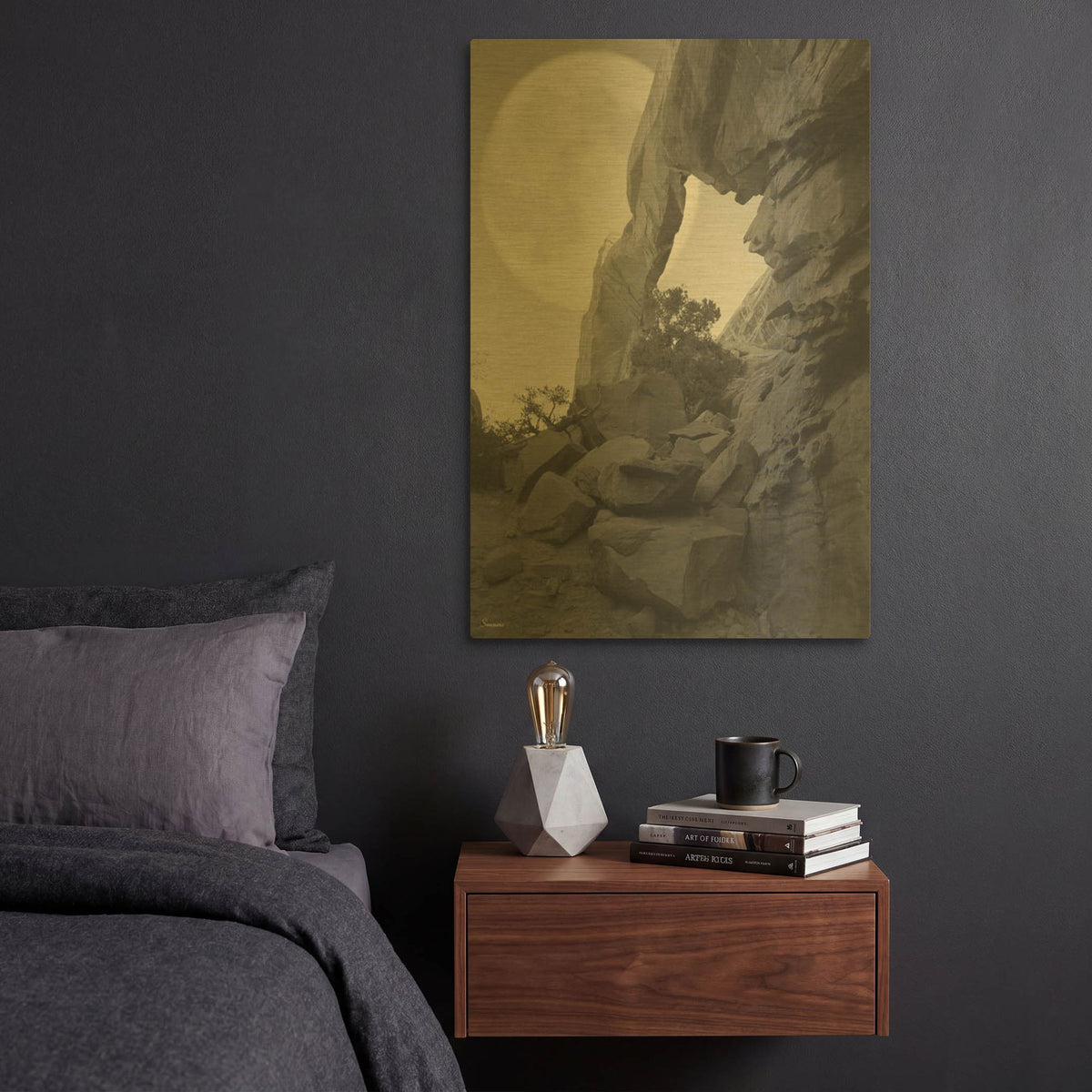 'Arches Moon Shadow' By Gordon Semmens Gold Metal Wall Art