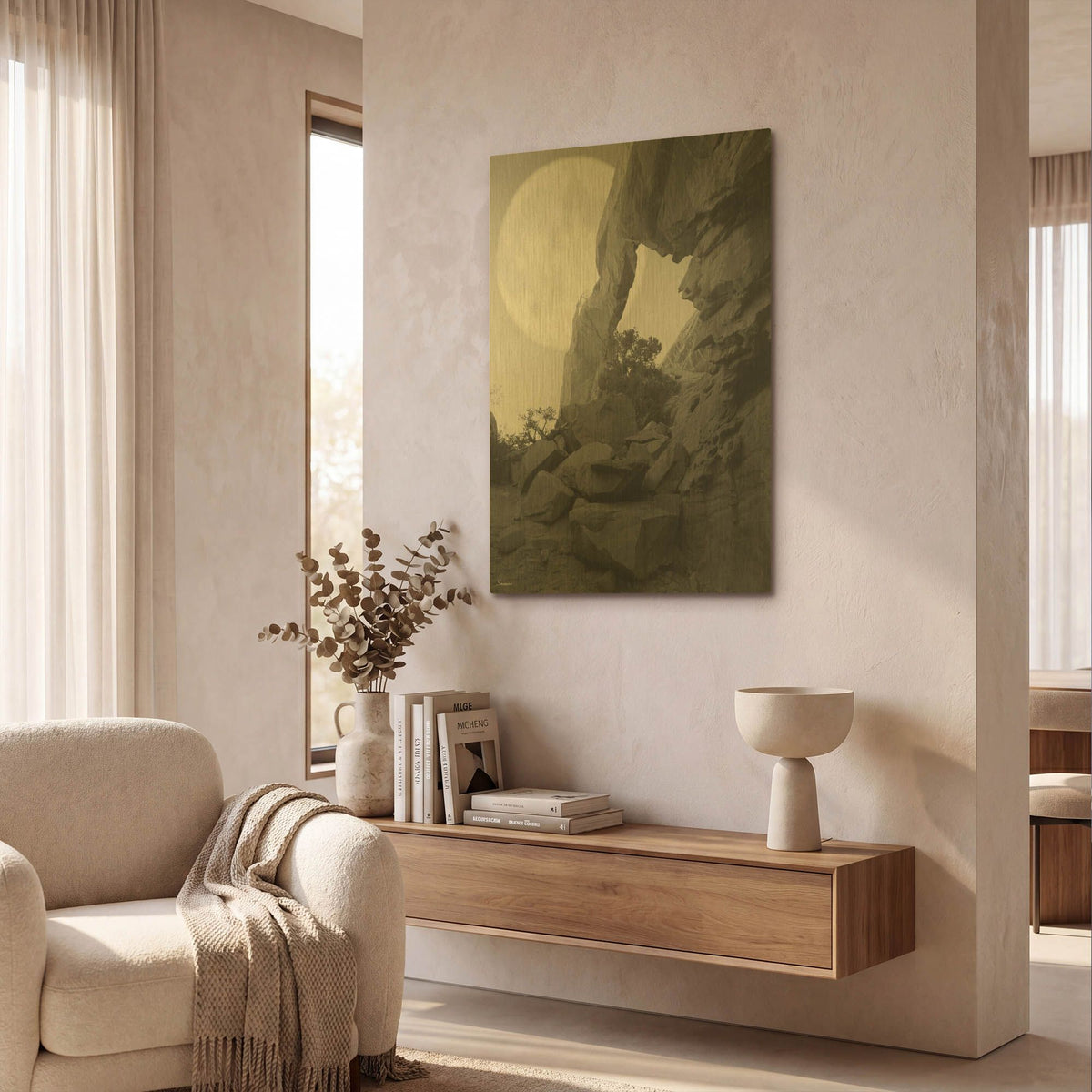 'Arches Moon Shadow' By Gordon Semmens Gold Metal Wall Art
