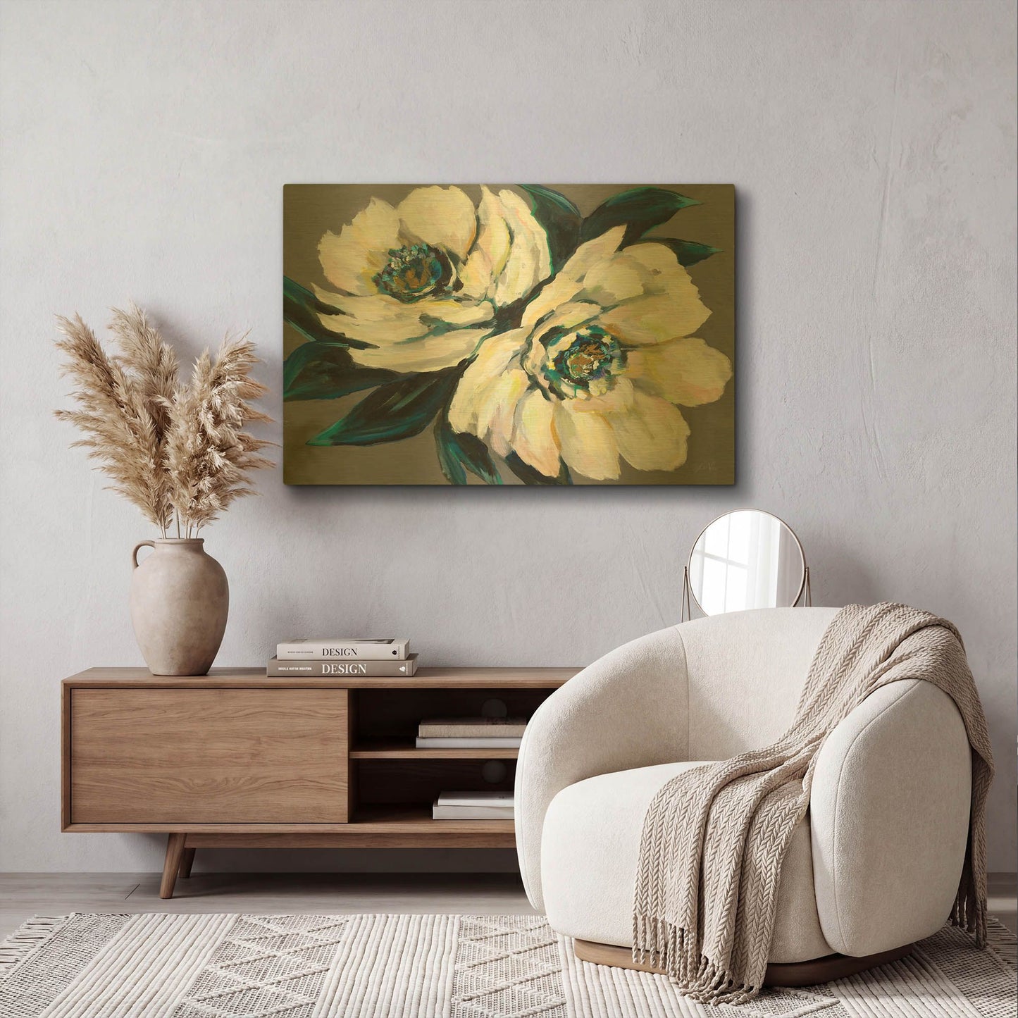 'Peonies' By Jeanette Vertentes Gold Metal Wall Art