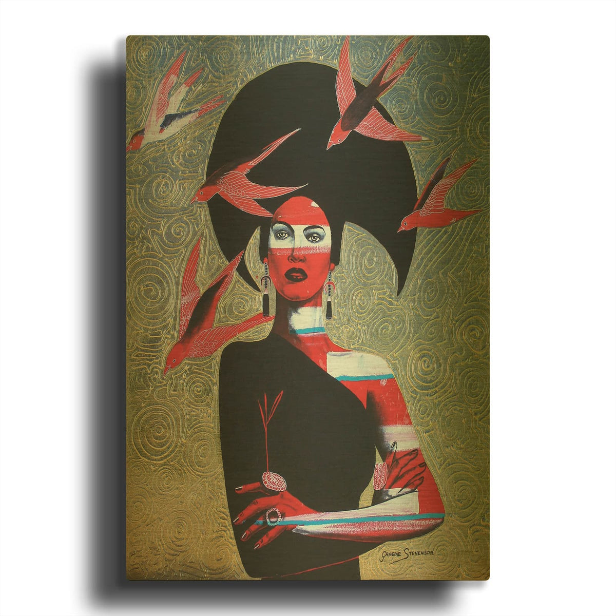 'Black Swallow' By Graeme Stevenson Gold Metal Wall Art