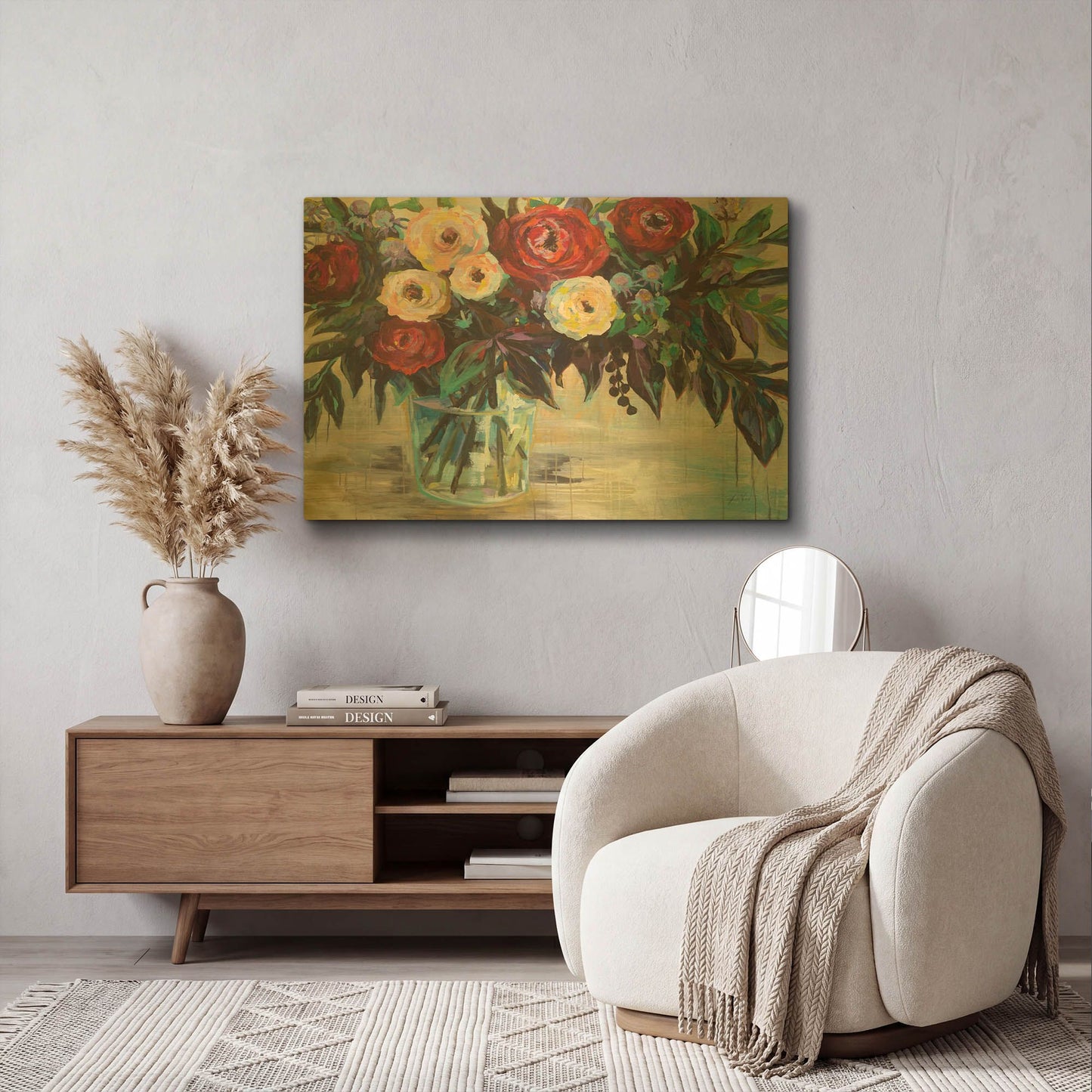'Winter Floral Crop' By Jeanette Vertentes Gold Metal Wall Art