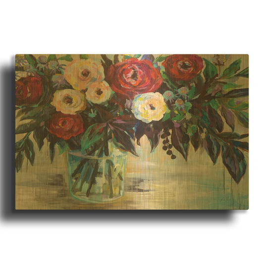 'Winter Floral Crop' By Jeanette Vertentes Gold Metal Wall Art