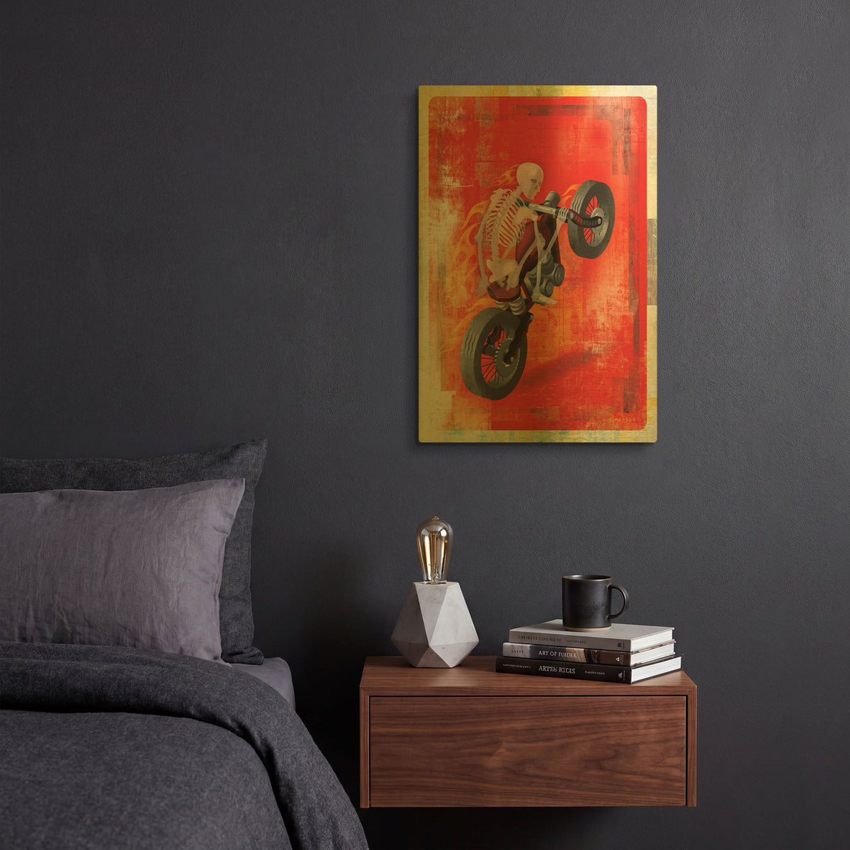 'Biker 2' By Greg Simanson Gold Metal Wall Art