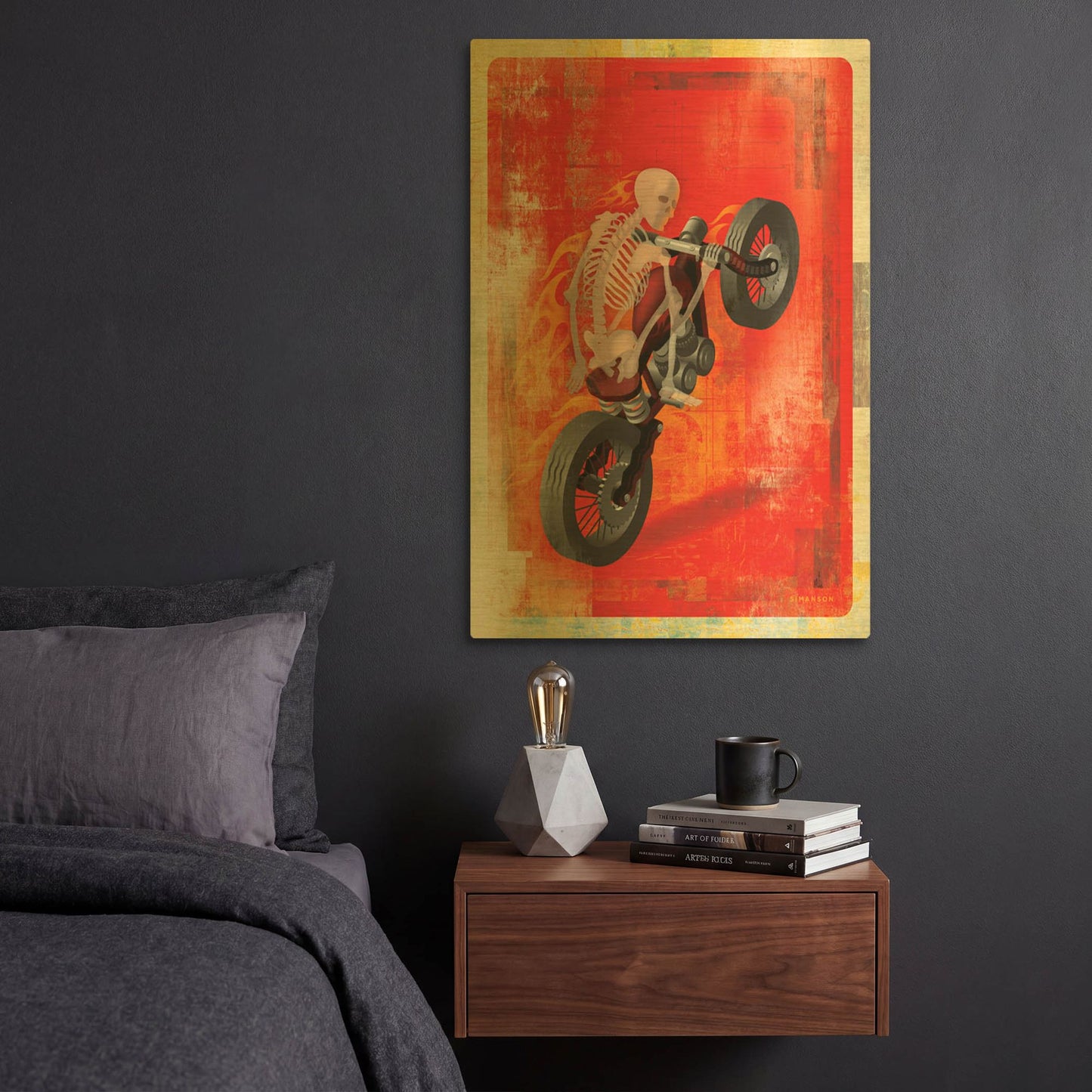 'Biker 2' By Greg Simanson Gold Metal Wall Art