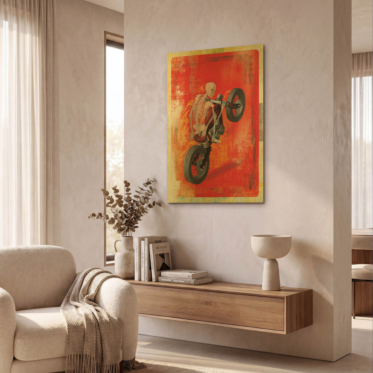 'Biker 2' By Greg Simanson Gold Metal Wall Art