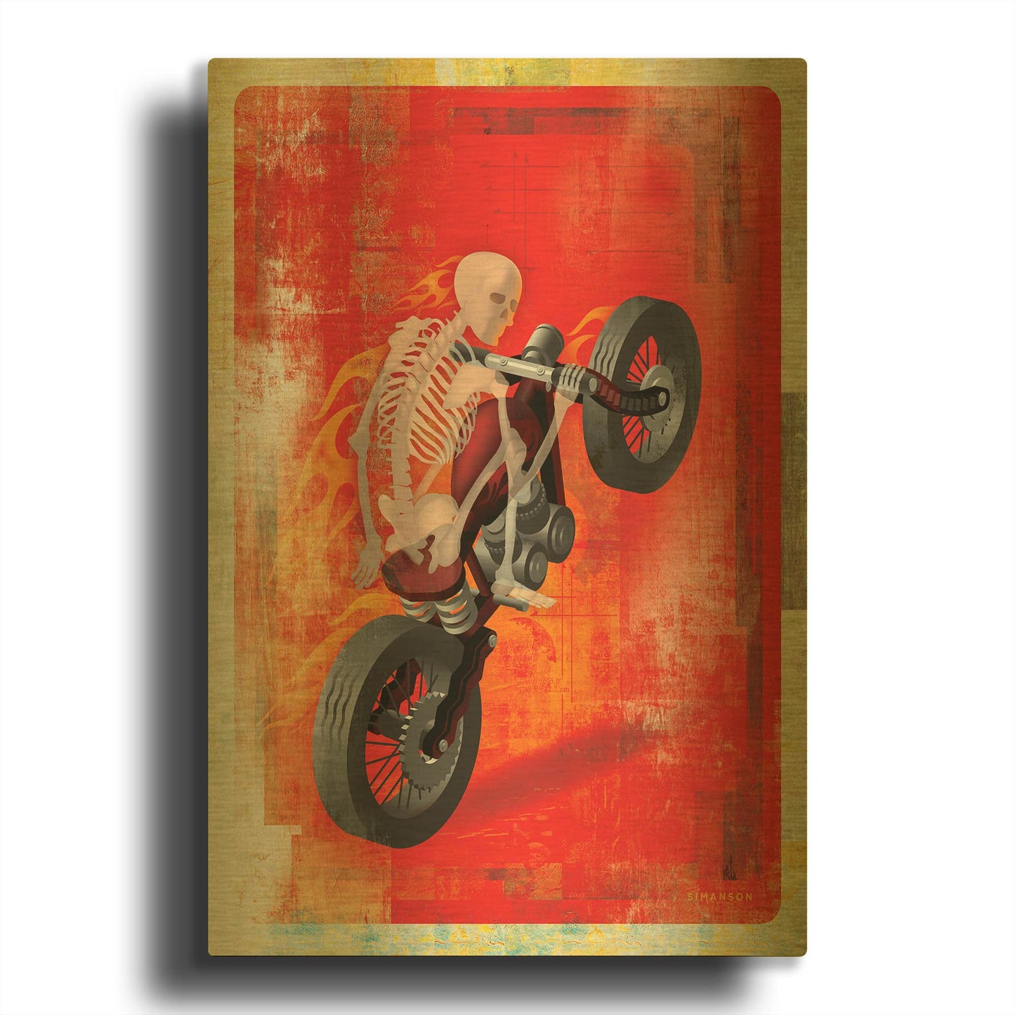 'Biker 2' By Greg Simanson Gold Metal Wall Art