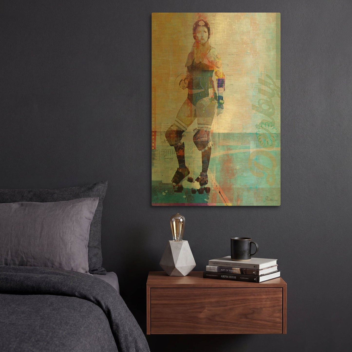 'Roller Derby' By Greg Simanson Gold Metal Wall Art