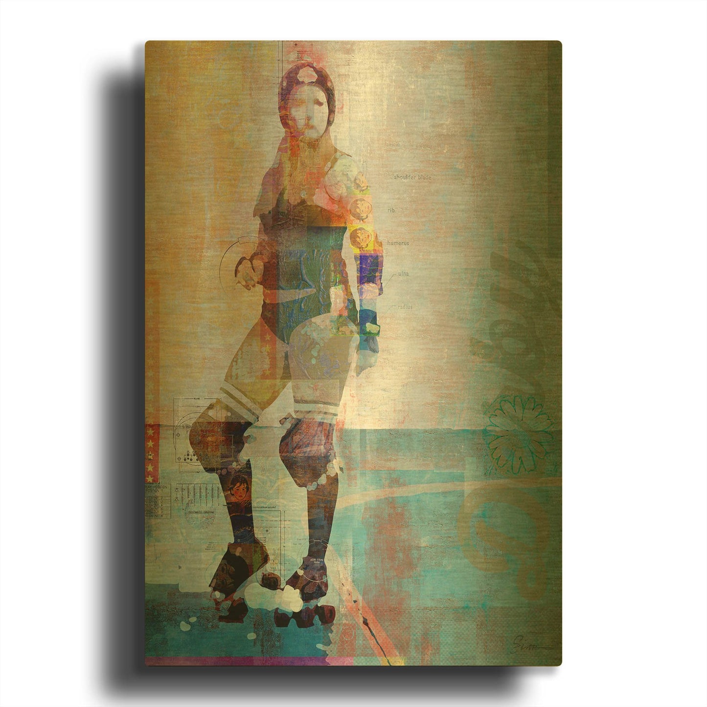 'Roller Derby' By Greg Simanson Gold Metal Wall Art